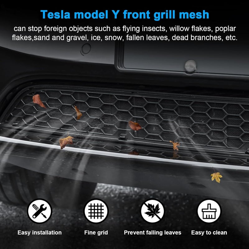 KUNIST Grille Mesh Inserts for Tesla Model Y 2021-2025 Front Air Inlet Vent Grille Cover Replacement for Tesla Model Y Accessories (Detachable Version 3.0) - Image 2